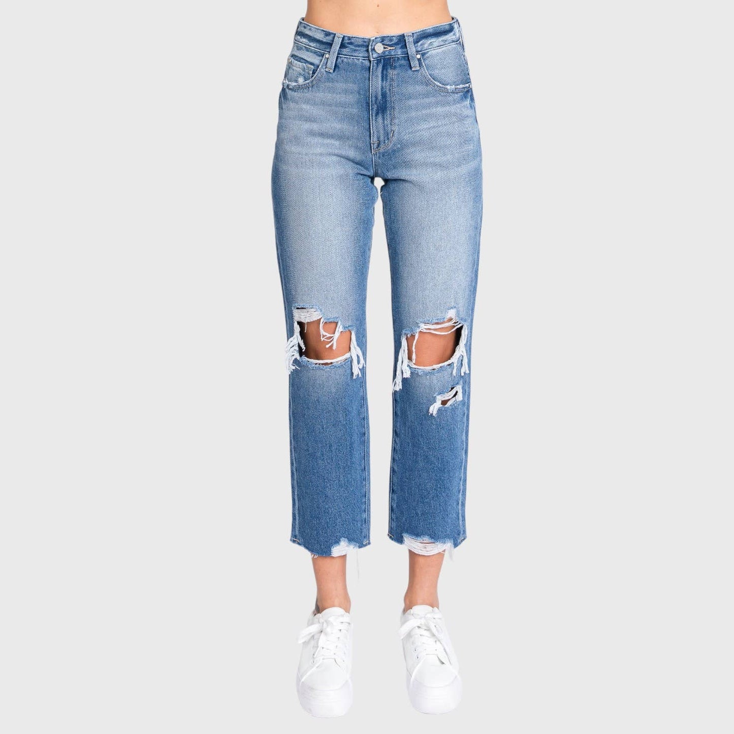 Distressed High Rise Vintage Mom Jeans
