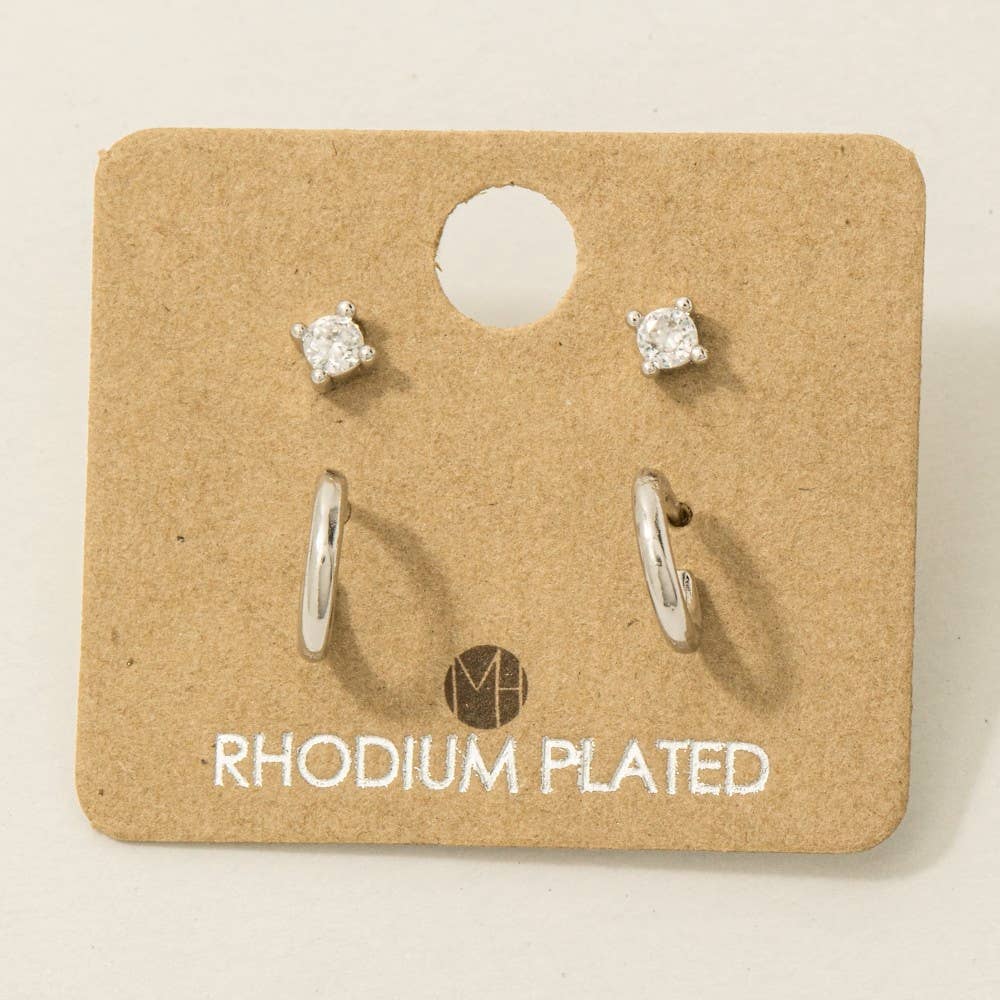 4-Piece Mini Stud Earrings in Silver
