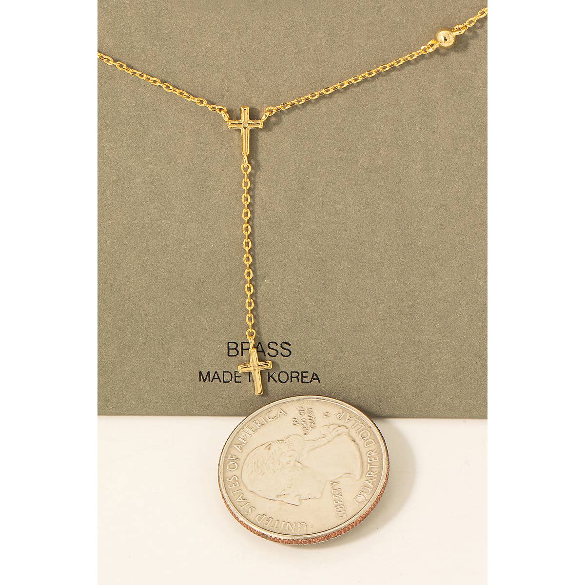 Y Chain Cross Necklace in Gold