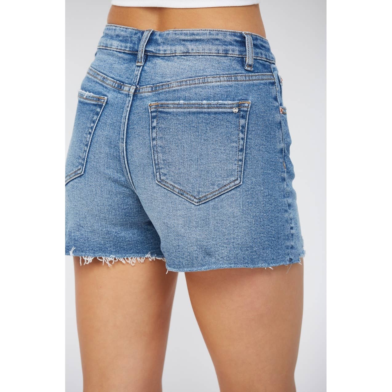 High Rise Cut Off Denim Shorts
