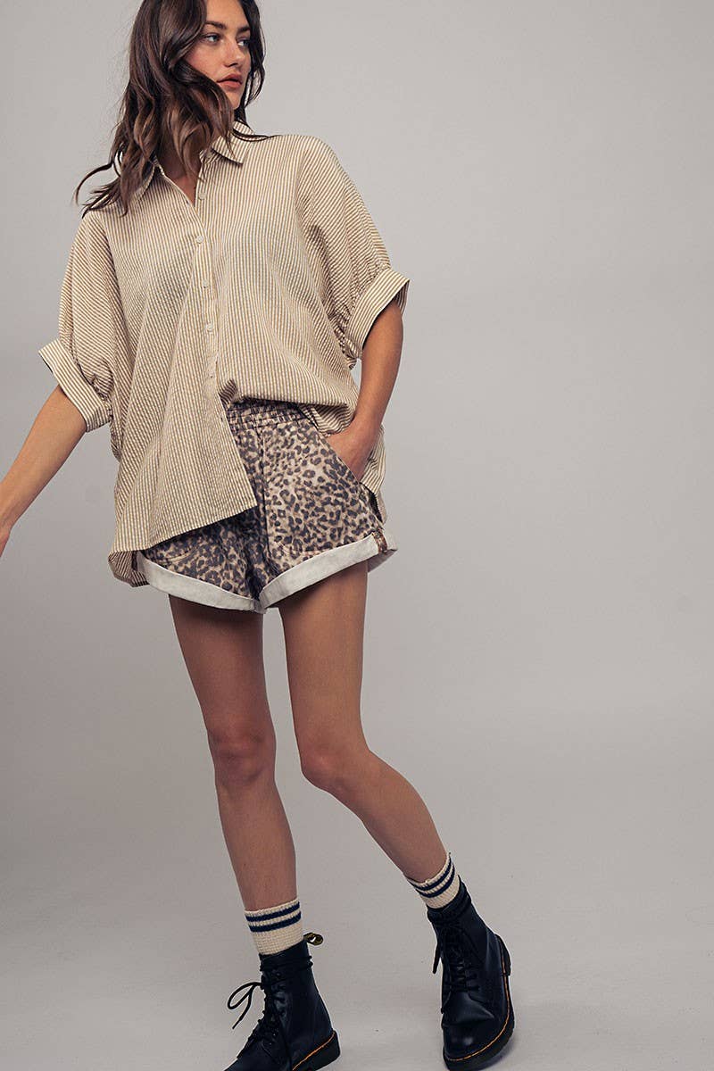 Leopard Denim Shorts