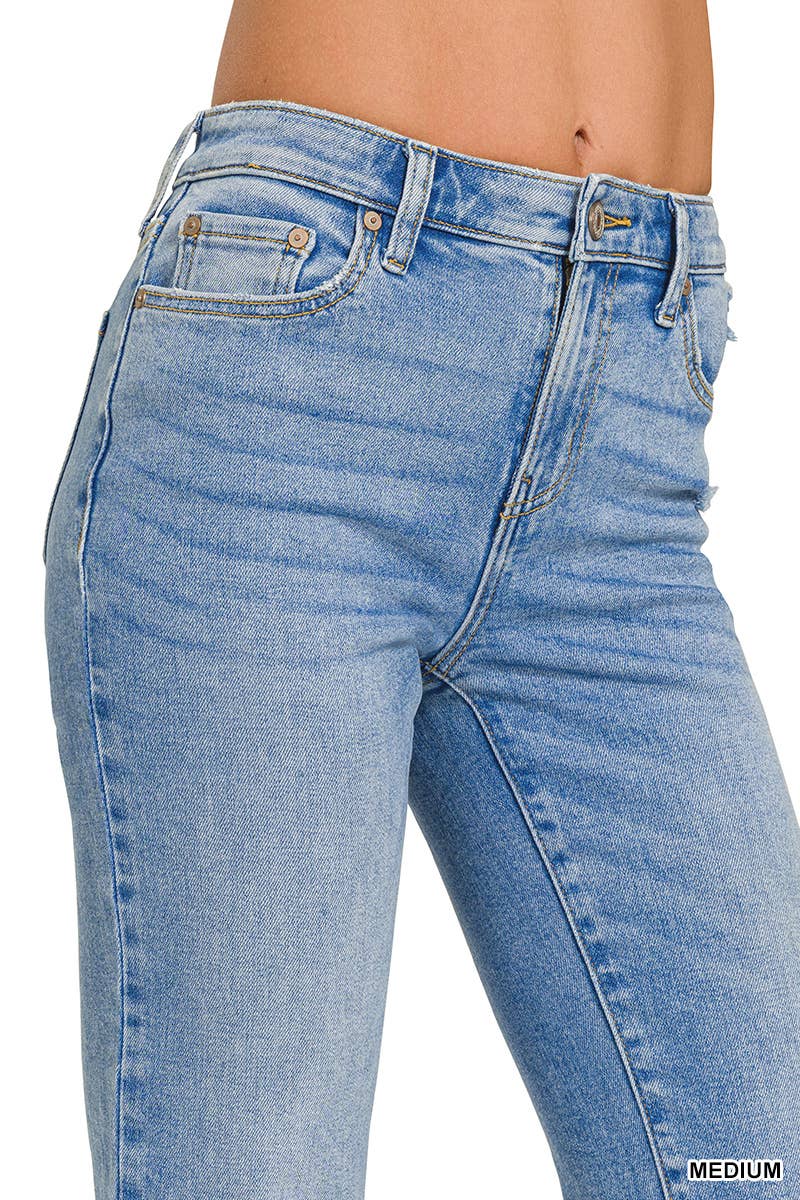 Crop Kick Flare Denim in Medium Wash