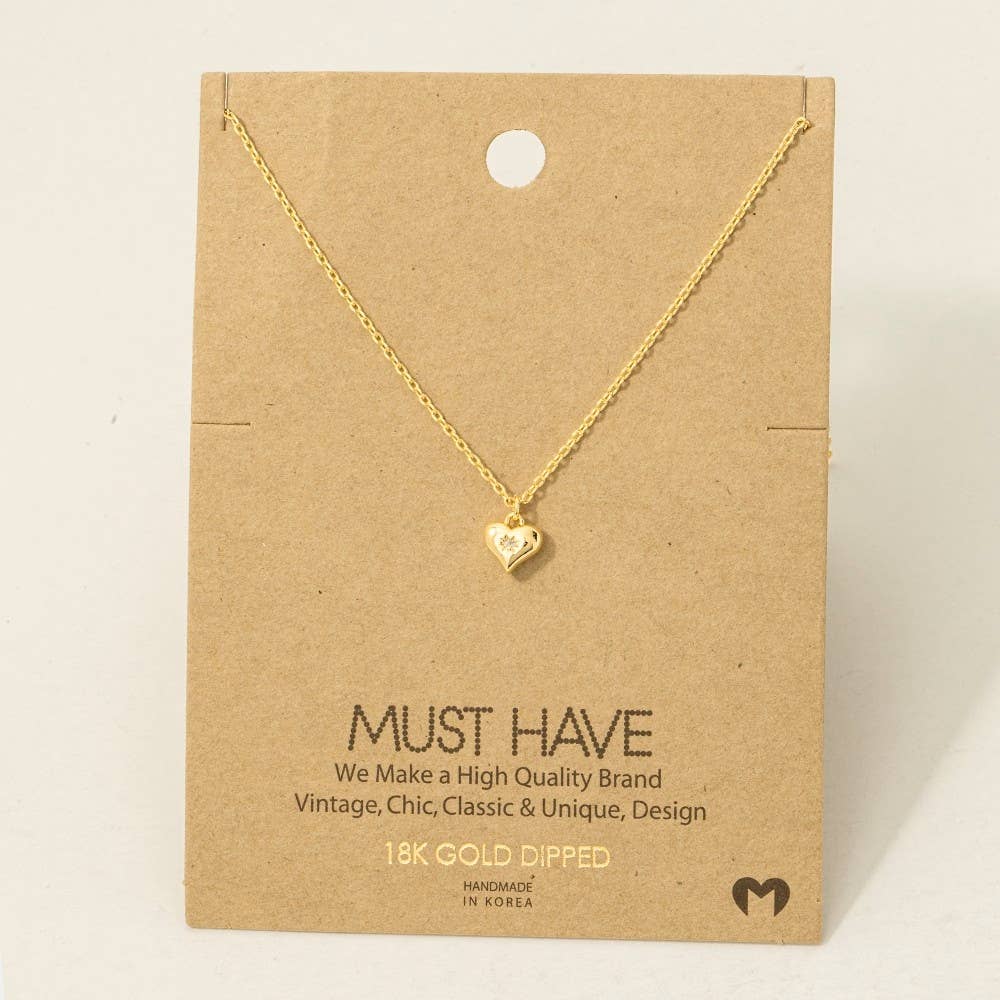 Gold Dipped Mini Heart Necklace in Gold