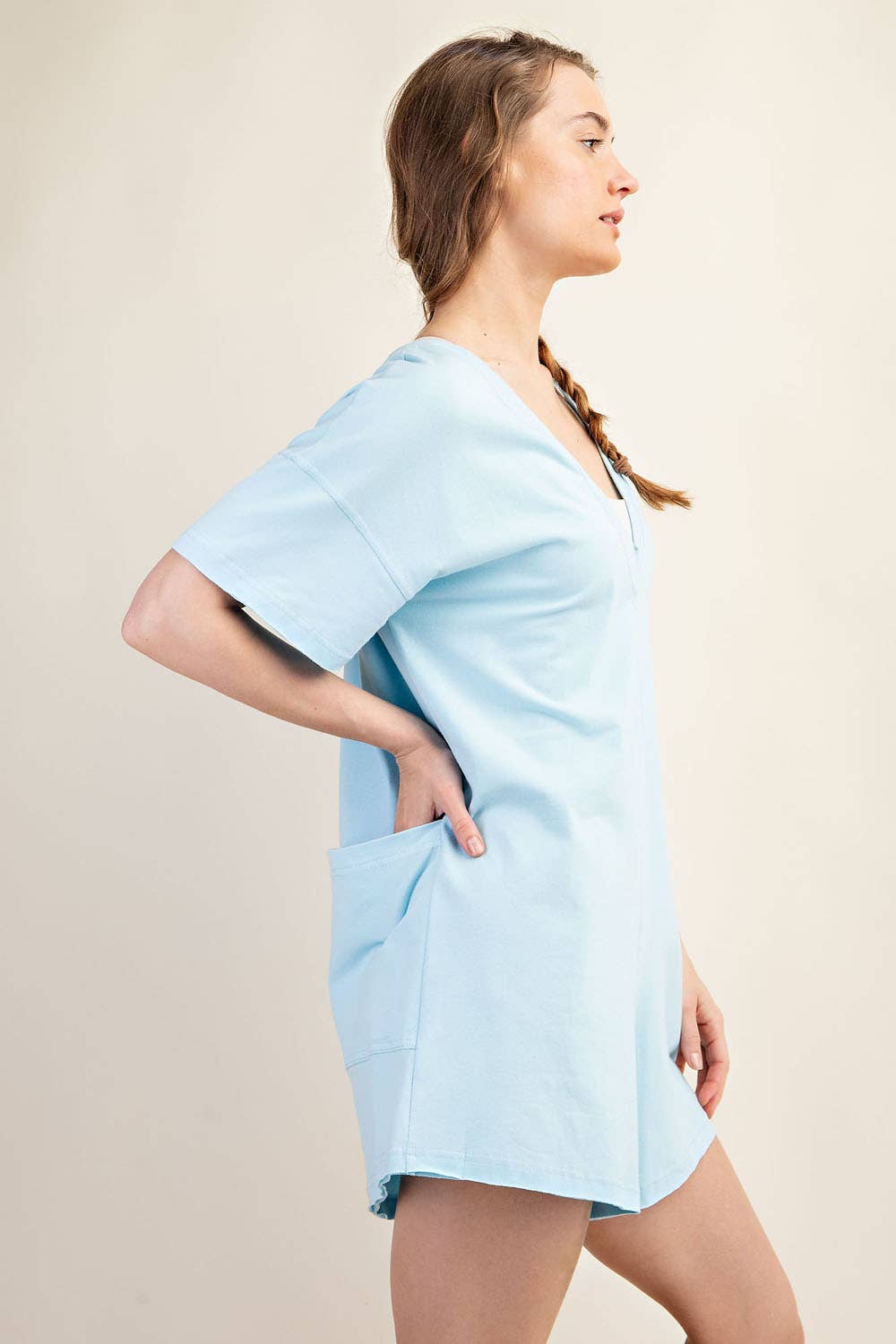 Summer Tee Romper in Ice Blue