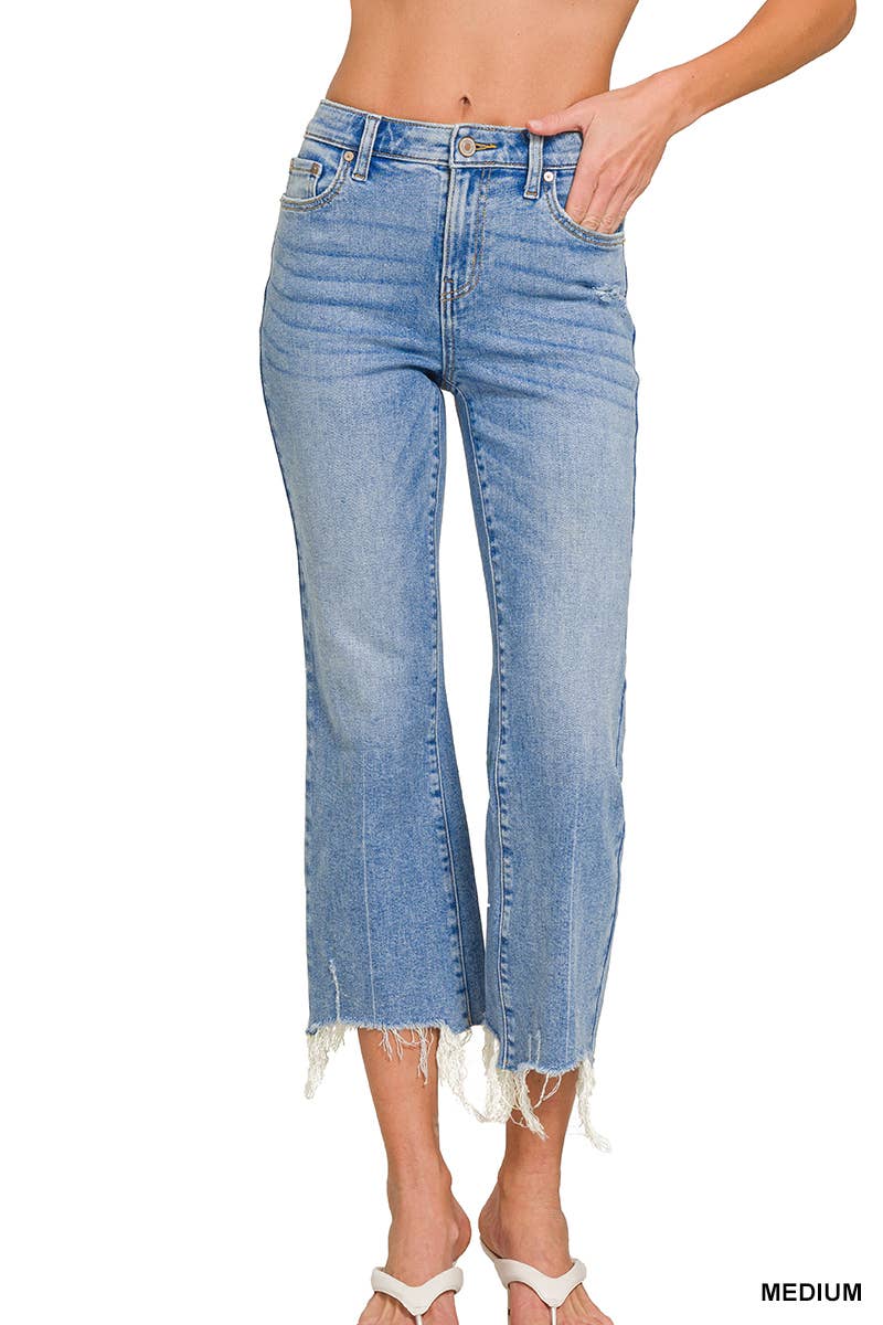 Crop Kick Flare Denim in Medium Wash
