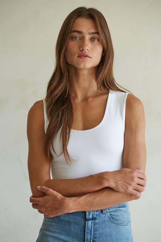 Double Layered Seamless Tank in White