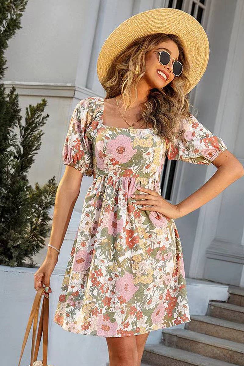 Floral Dress w/ Tie Detail