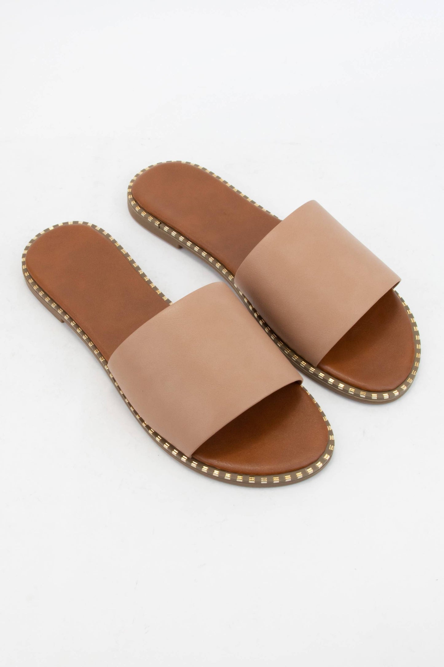 Faux Leather Sandal w/ Embellished Edge
