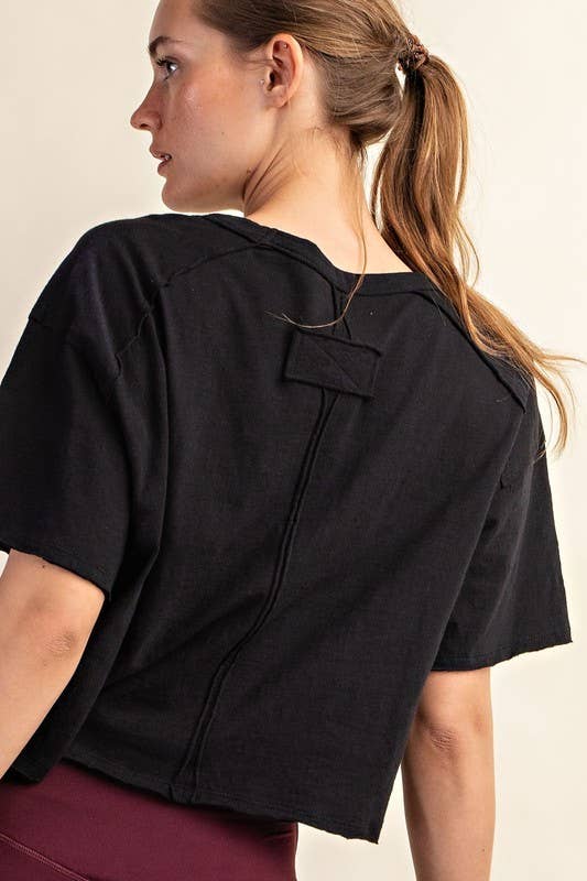 PLUS Short Sleeve Crop in Black