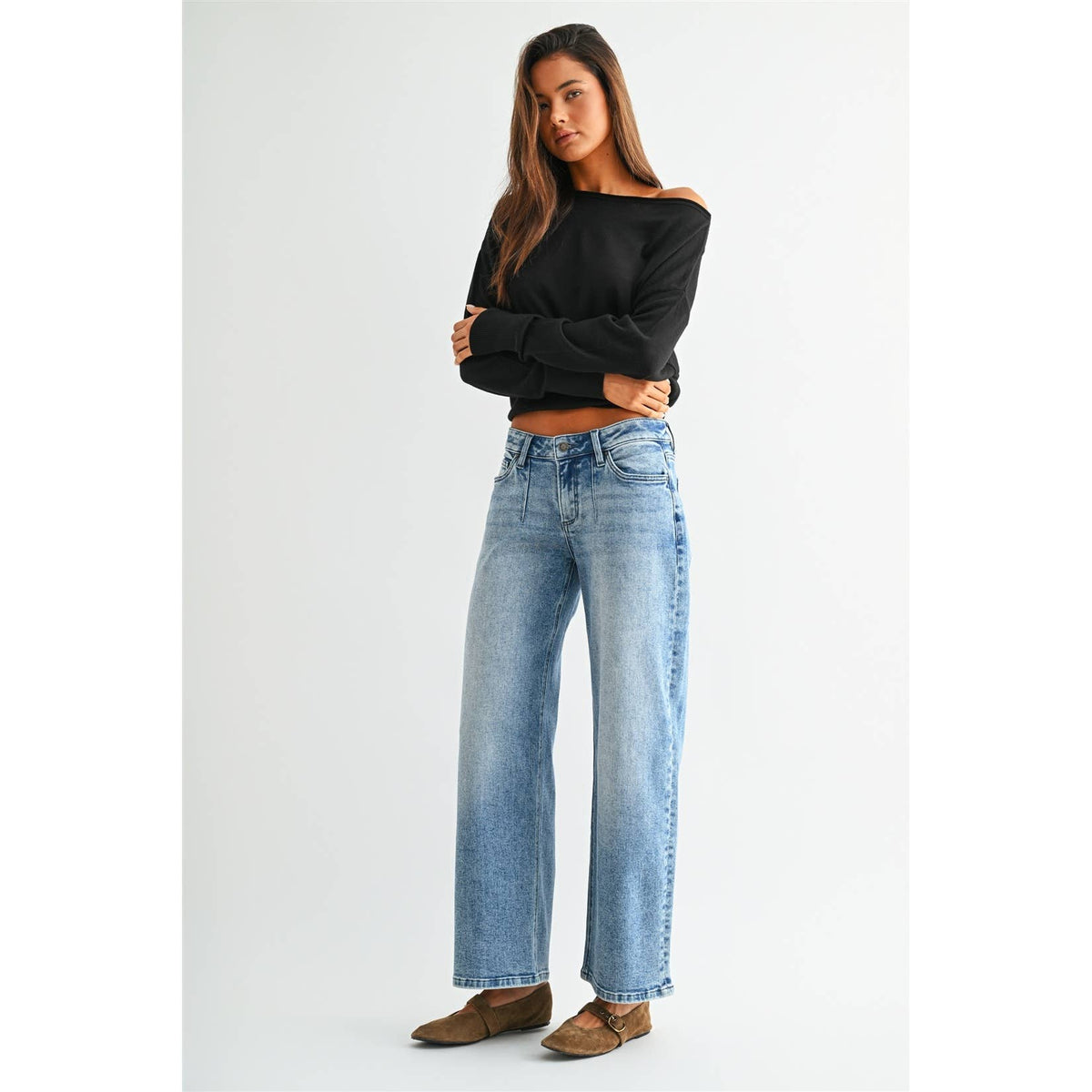 Low Rise Wide Ankle Denim