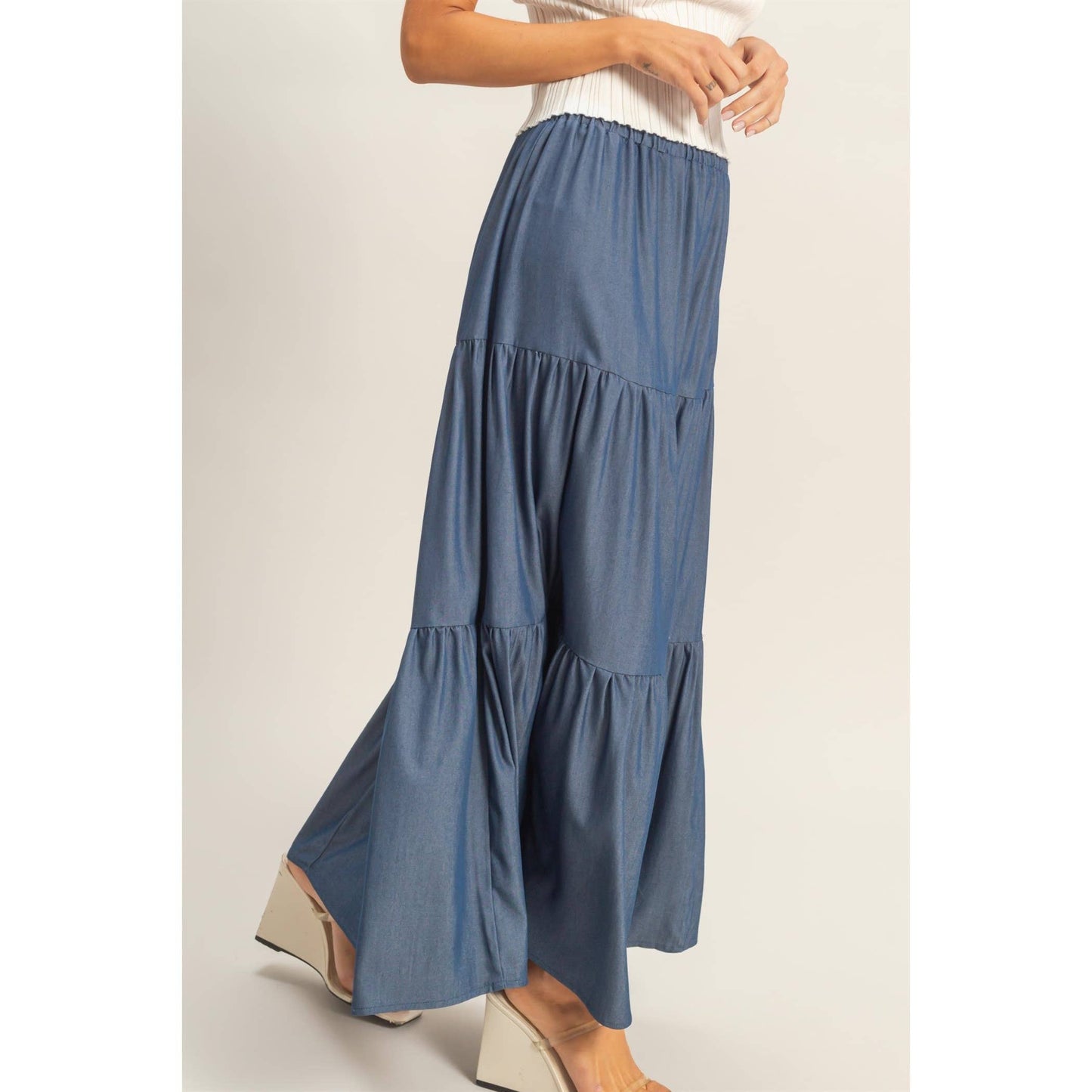 Tiered Denim Skirt