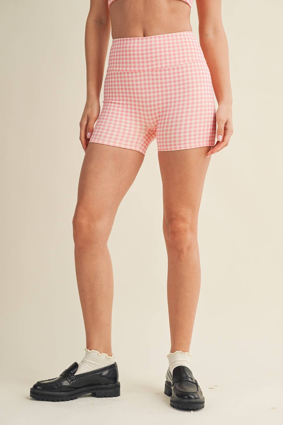 Gingham Biker Shorts in Pink
