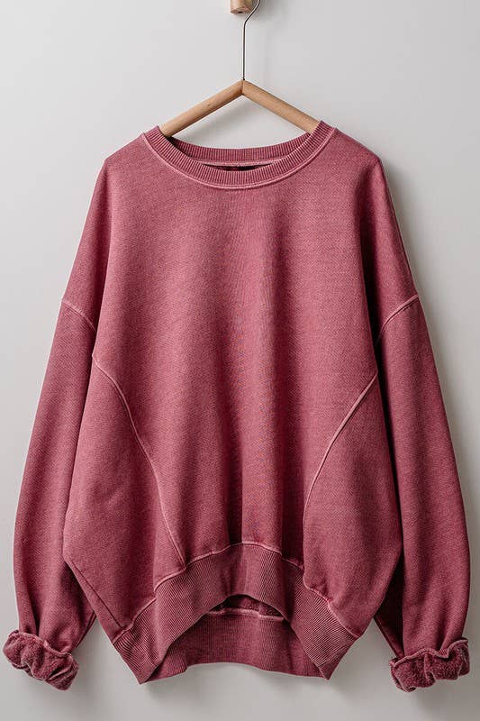 Lazy Day Pigment Washed Sweatshirt in Rose Violet