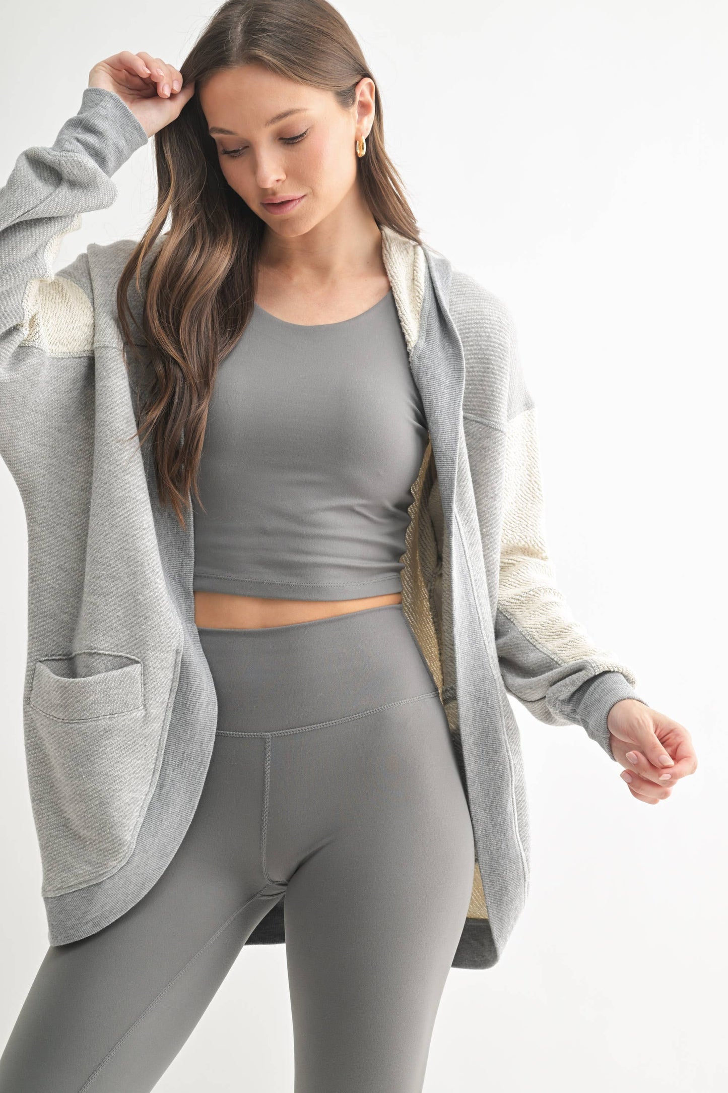 Driftwood Hooded Cardigan in Heather Grey