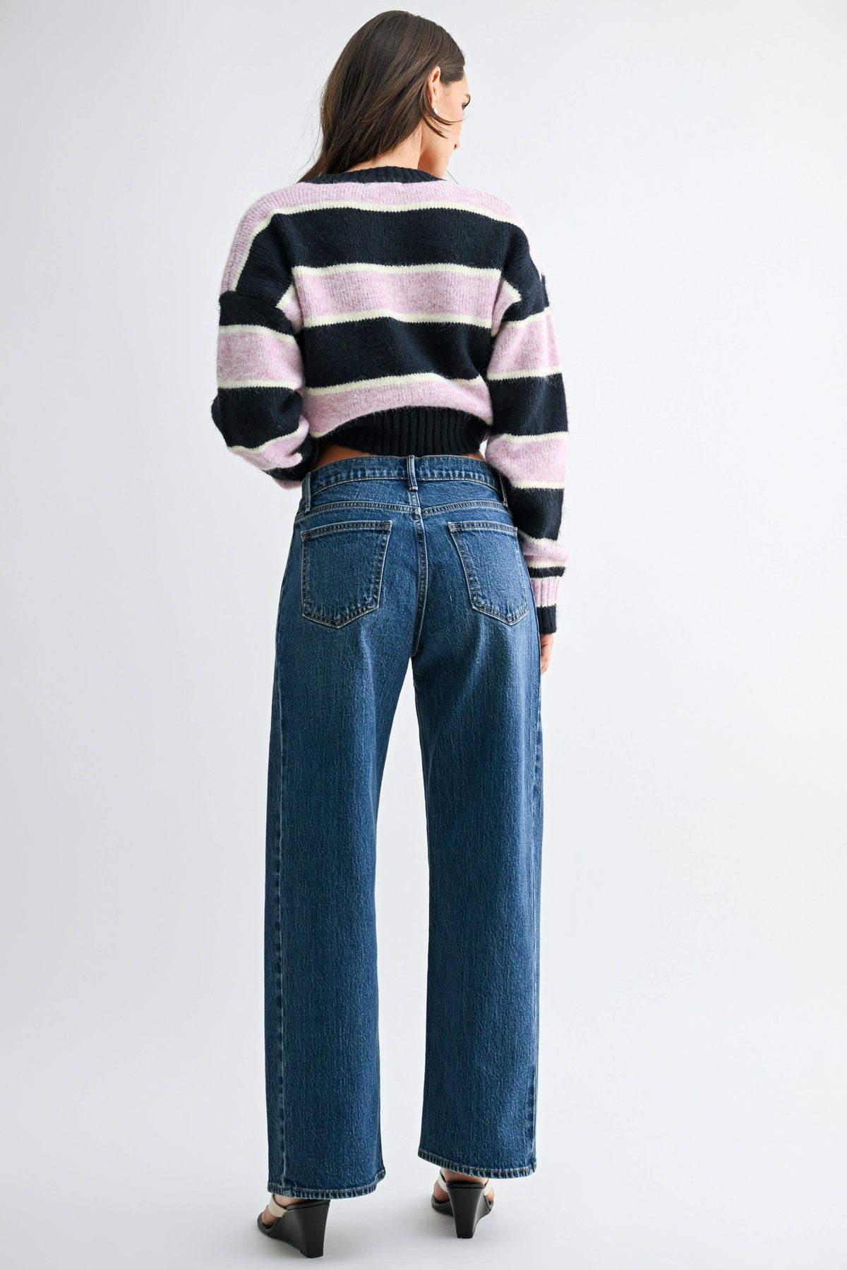 Twisted High Rise Stretch Barrel Denim