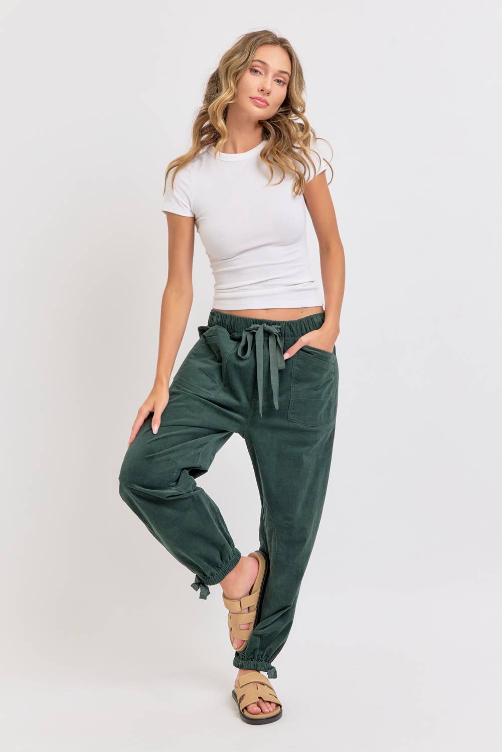 Corduroy Joggers in Hunter Green