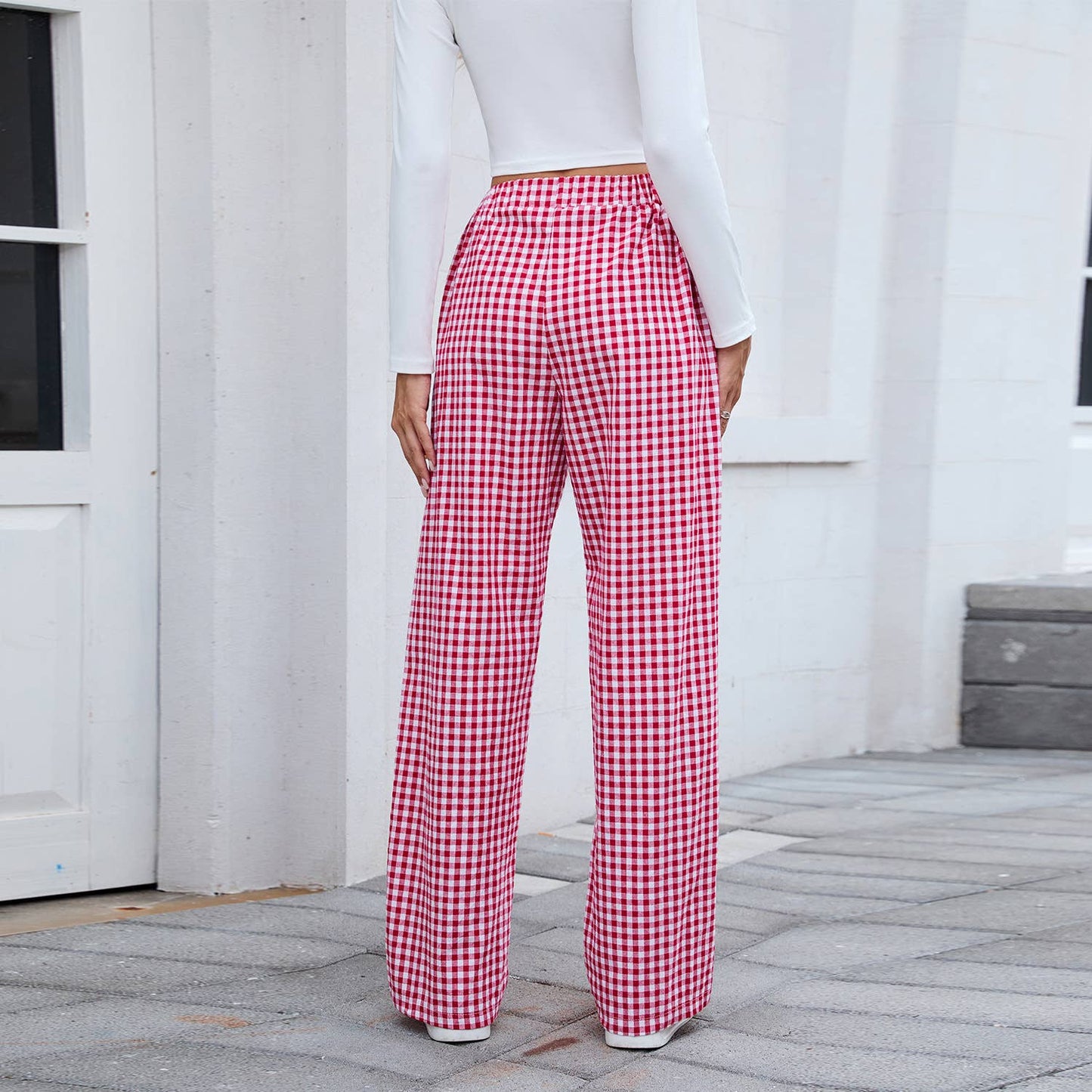 Checkered Pants in Red