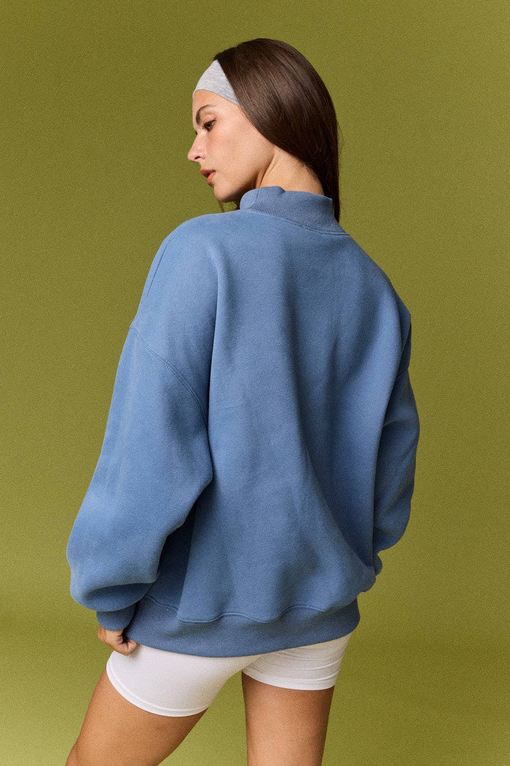 Mock Neck Pullover in Blue