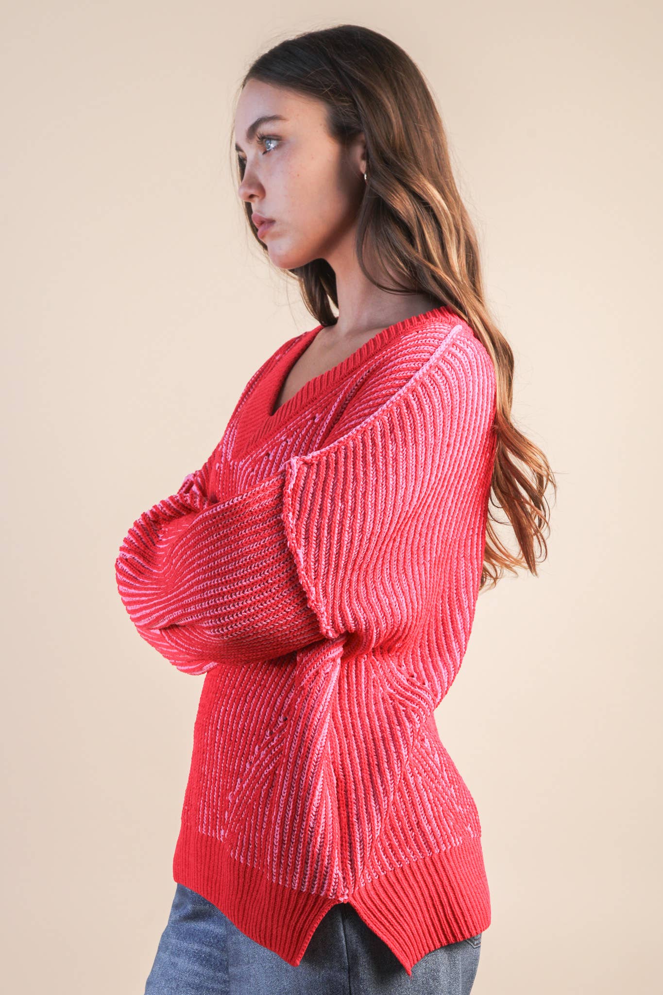 Oversized Casual Sweater in Red