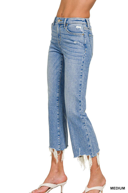 Crop Kick Flare Denim in Medium Wash
