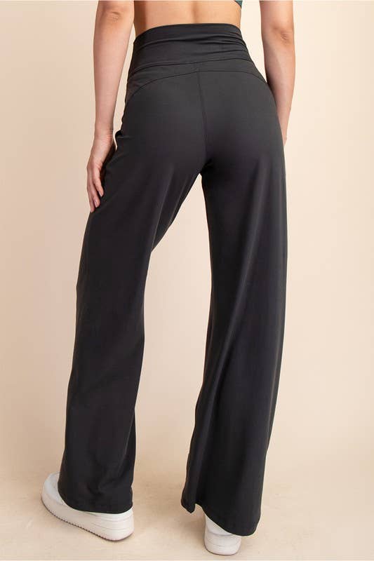 V Waist Wide Butter Pants in Graphite Grey