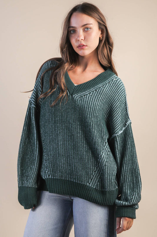 Oversized Casual Sweater in Forest