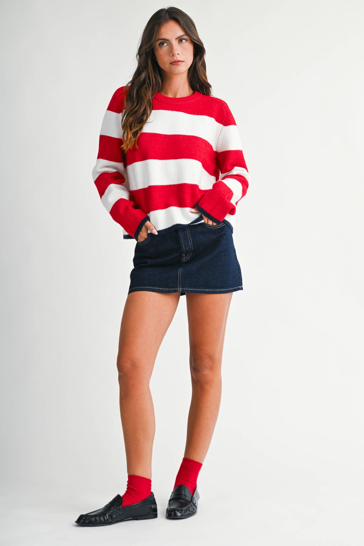 Coastal Stripe Sweater in Red