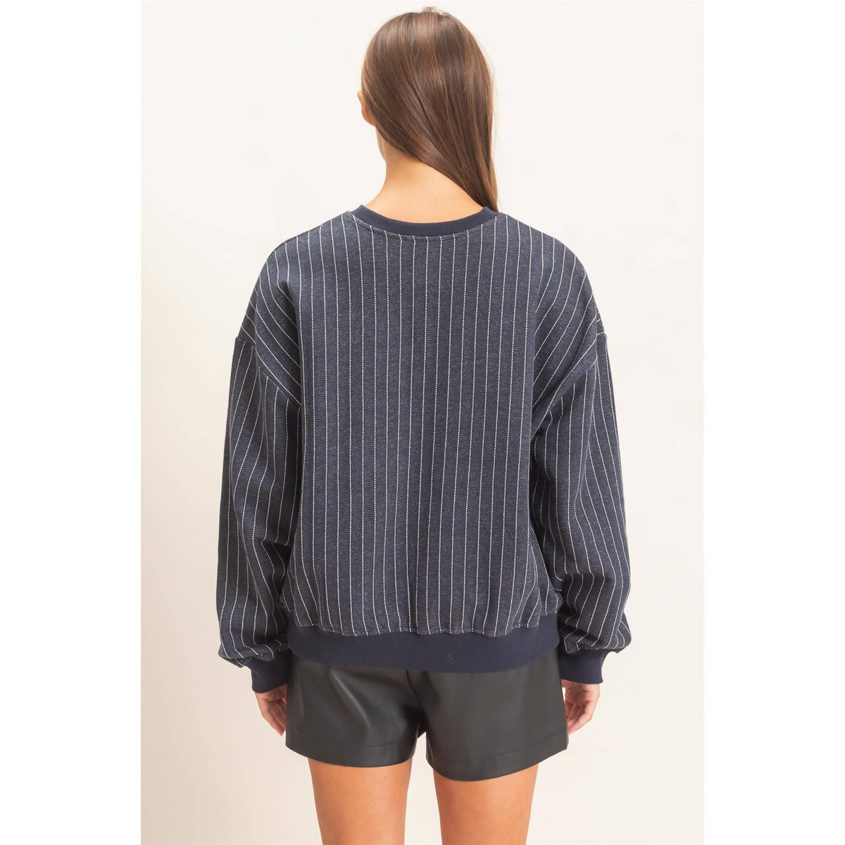 Pinstripe Sweatshirt in Navy