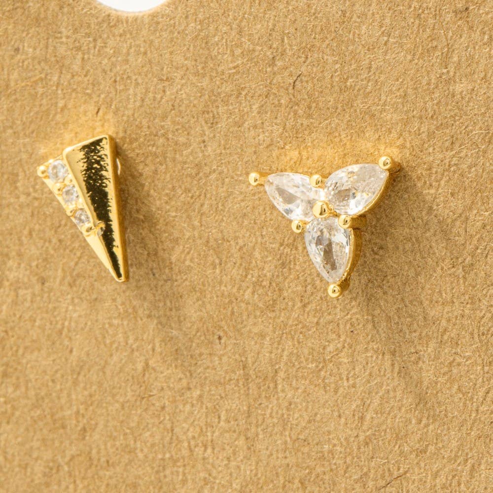 3-Piece Mixed Flat Back Studs in Gold