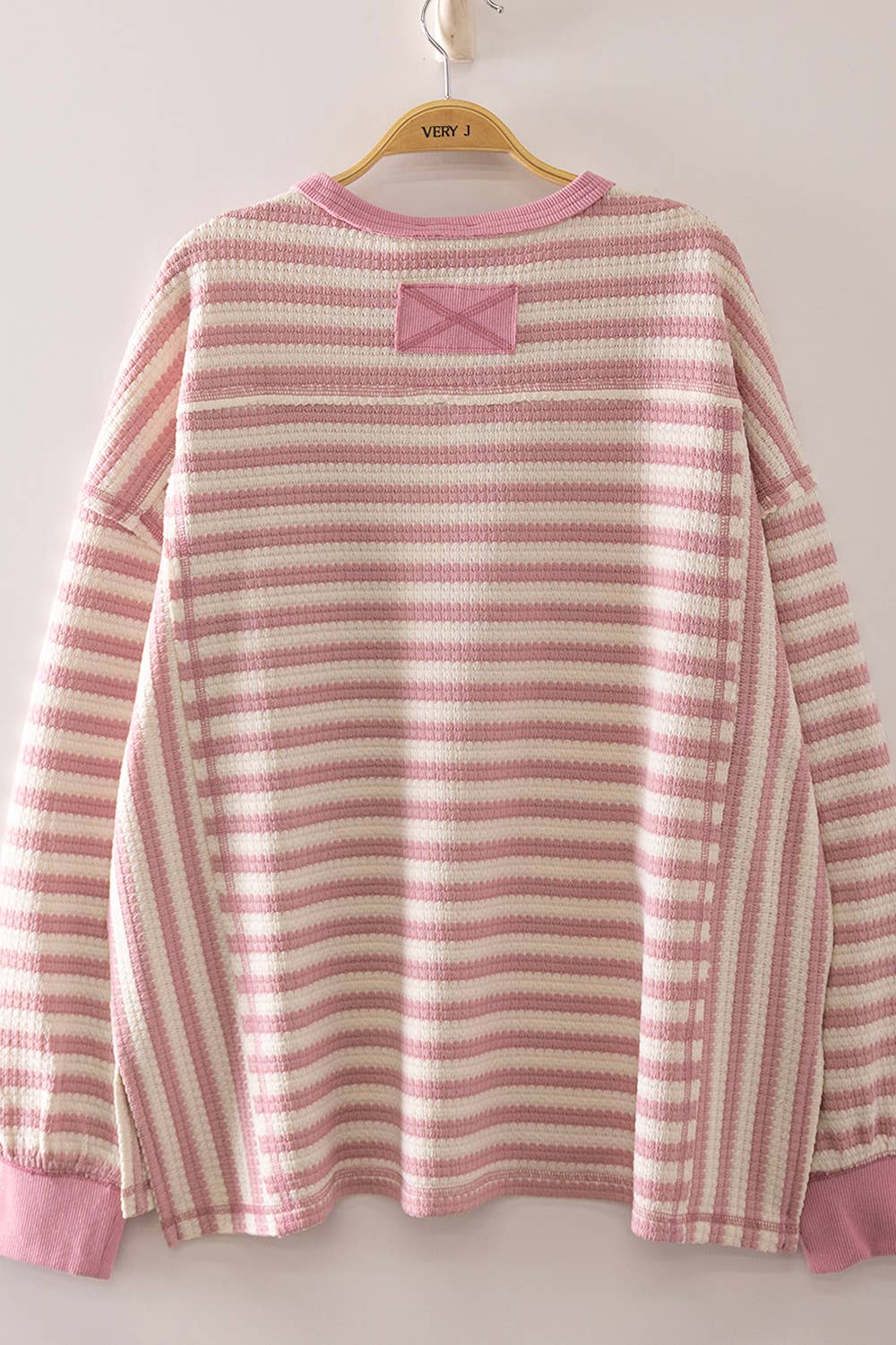 Stripe Waffle Top in Pink