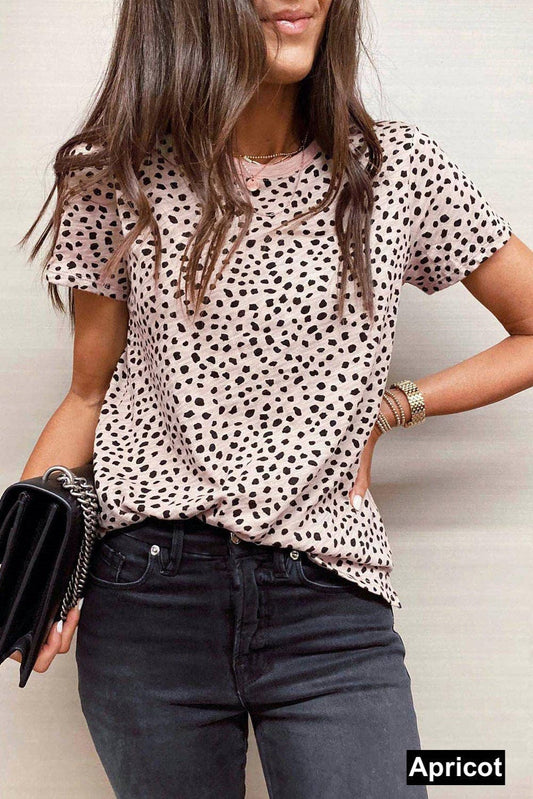 Short Sleeve Leopard Top in Apricot