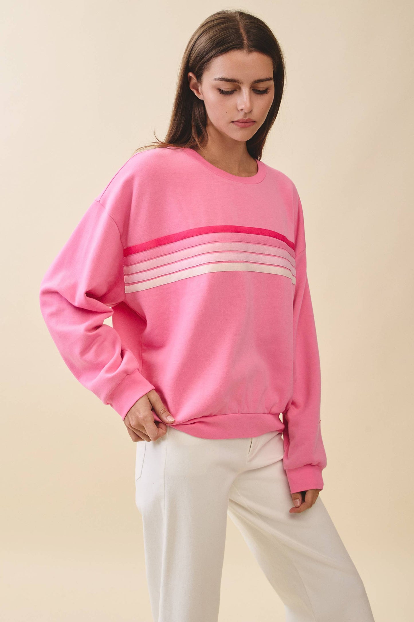 Retro Stripe Sweatshirt in Pink