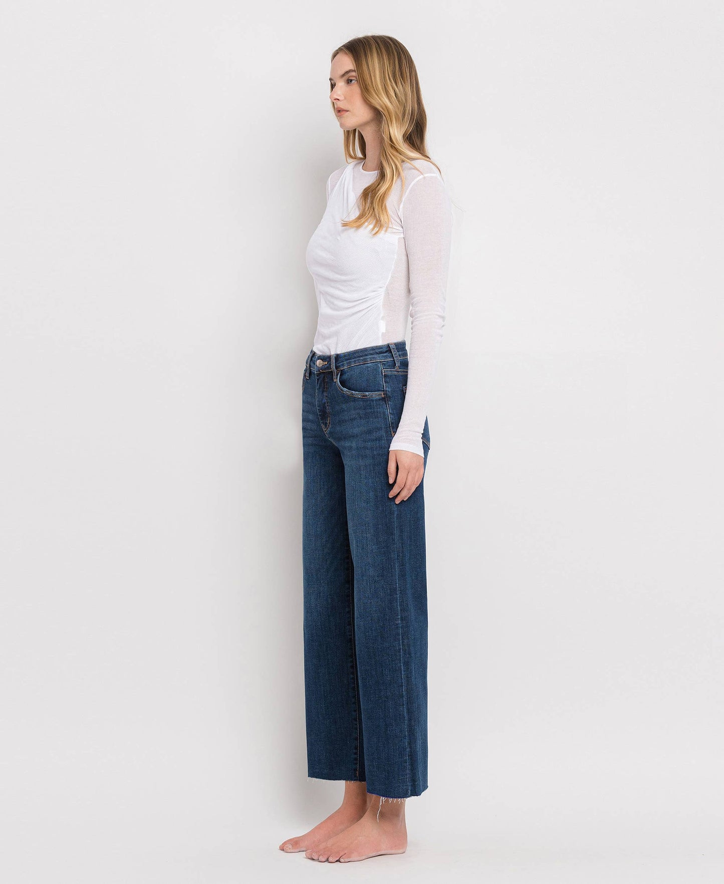 Tummy Control Mid Rise Wide Leg Denim