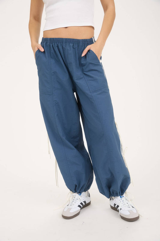Track Joggers w/ Ties in Denim
