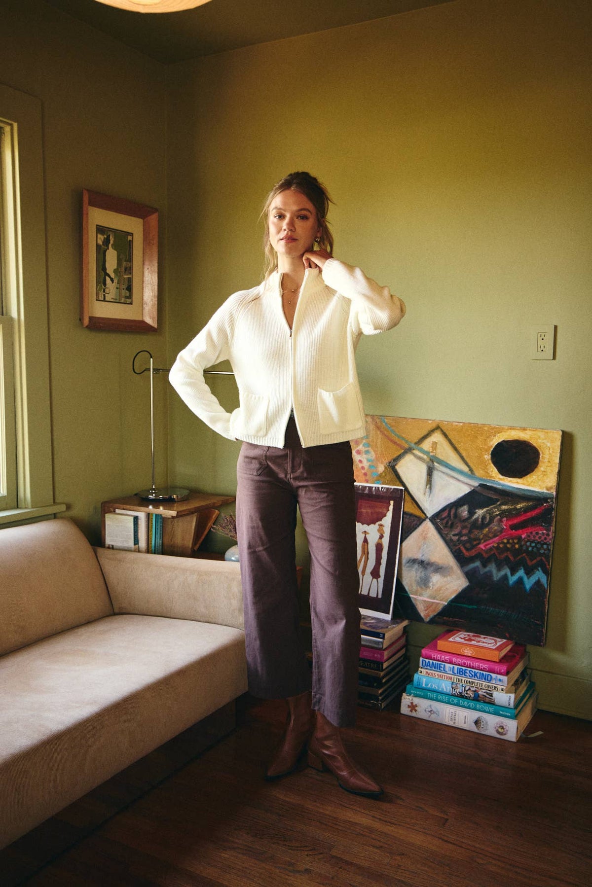 Everyday Zip Sweater Jacket in Cream