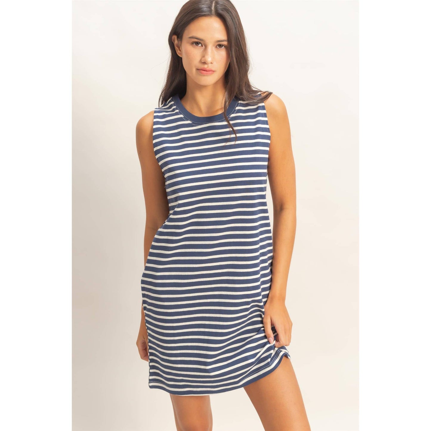 Striped Mini Dress in Navy