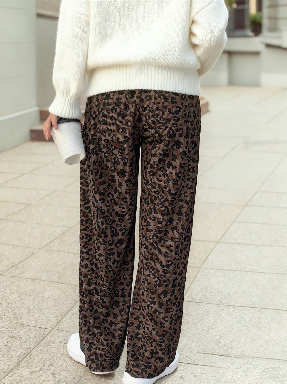 High Rise Leopard Corduroy Pants