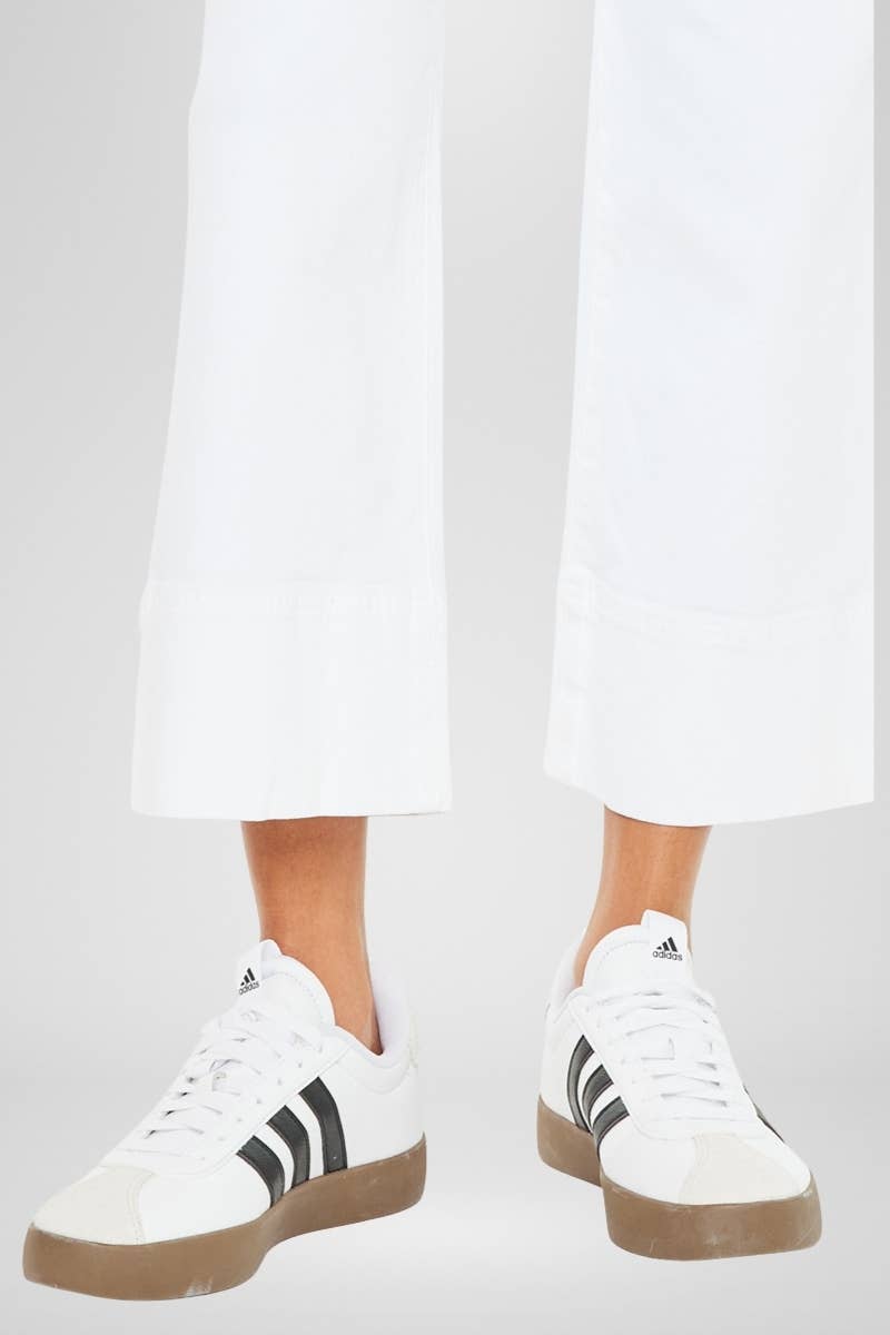 KanCan High Rise Cropped Wide Leg Denim in White