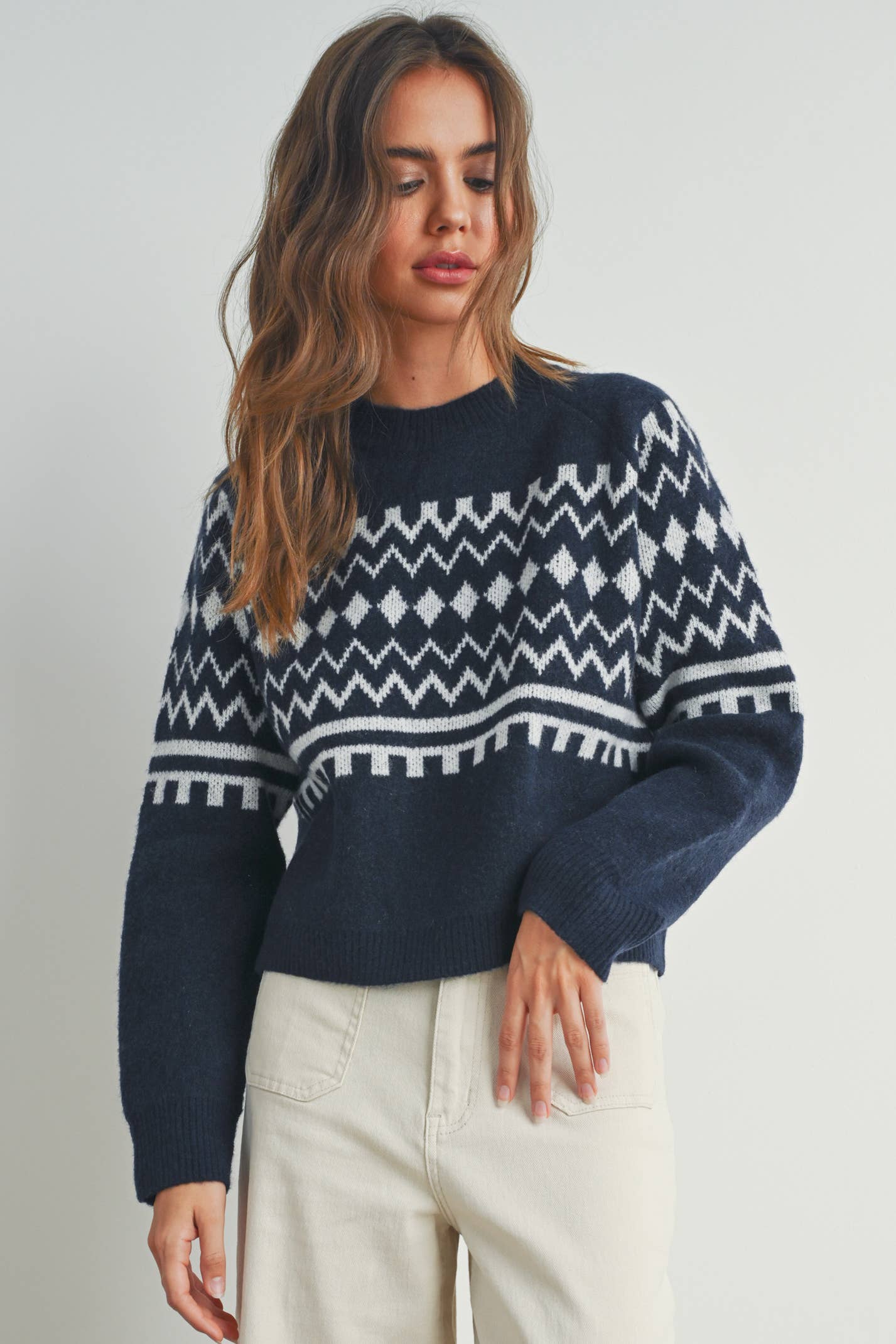 Fall Aztec Sweater in Navy