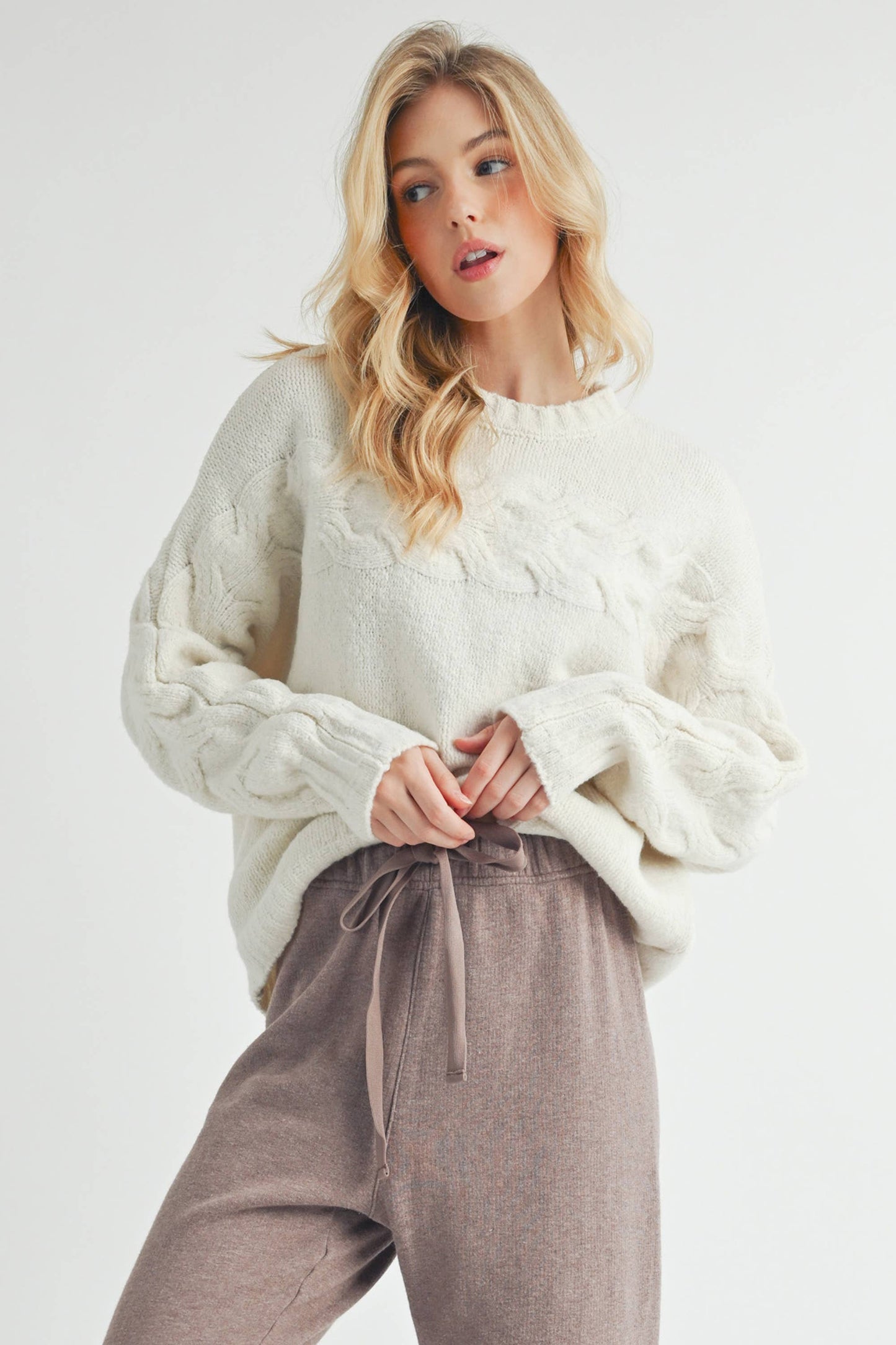 LARGE - Elaine Sweater in White