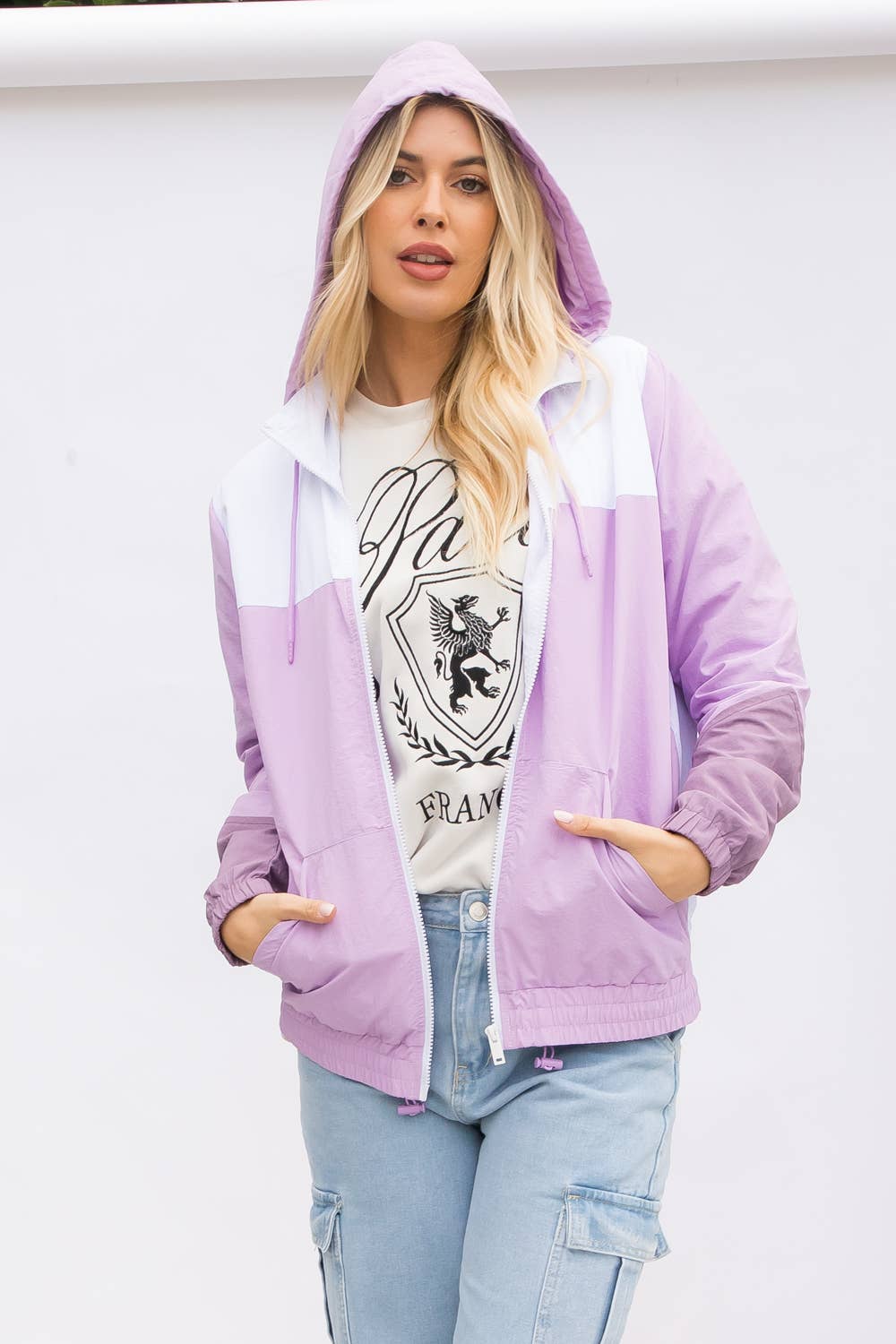 Color Block Windbreaker in Purple