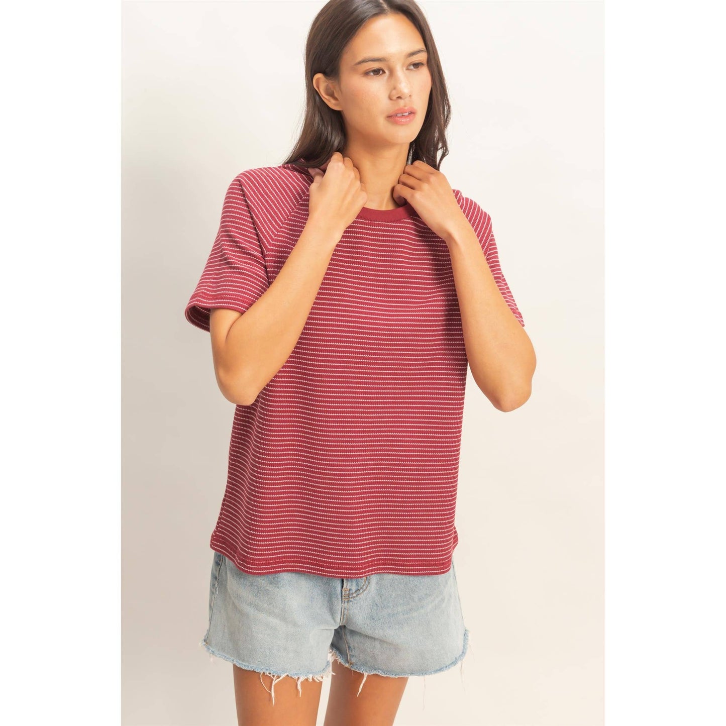 Striped Raglan Top in Cream