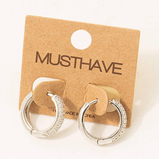 Studded Hoop Earrings in Silver