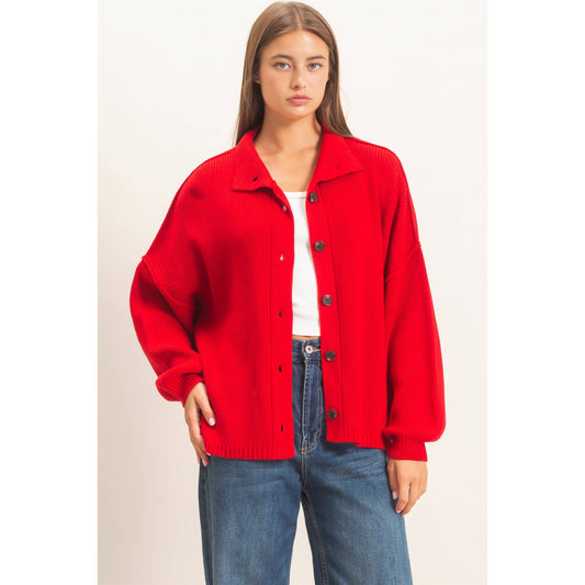 Oversized Cardigan in Red