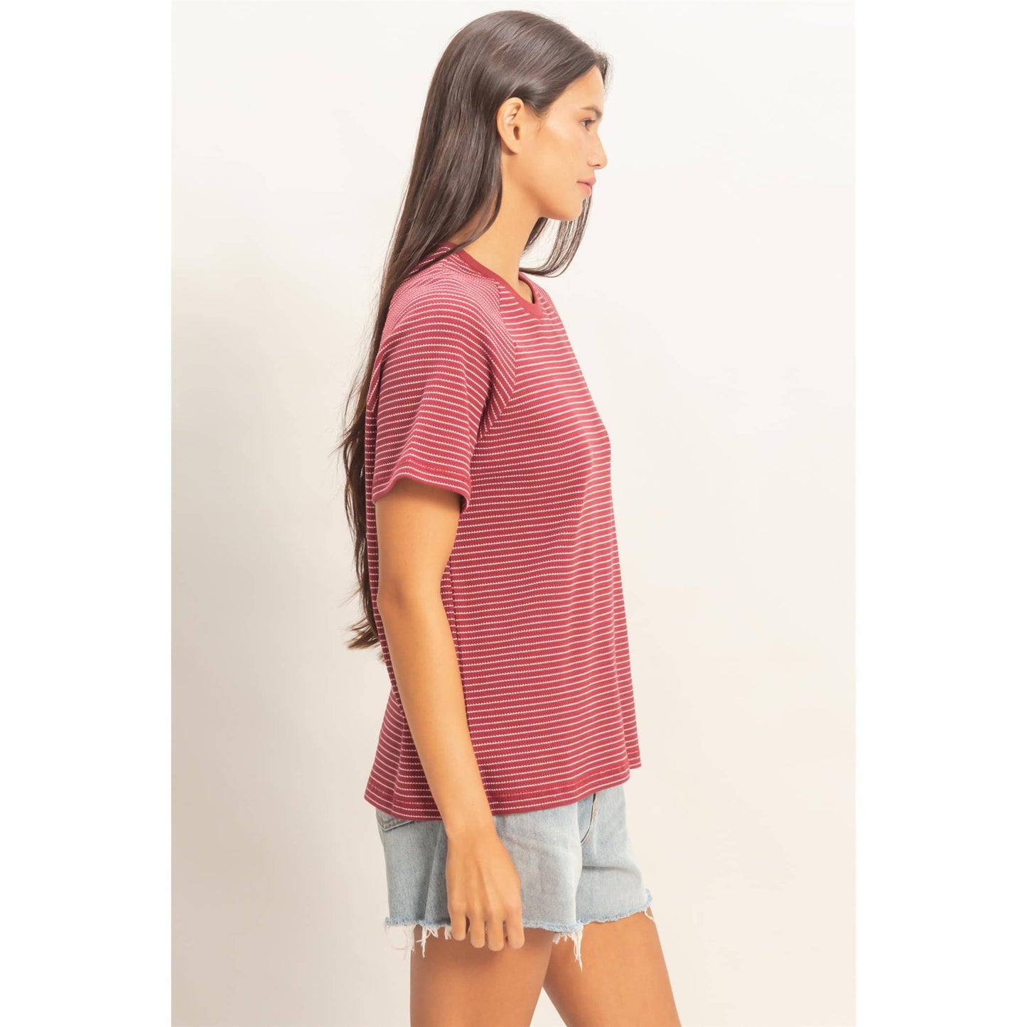 Striped Raglan Top in Cream
