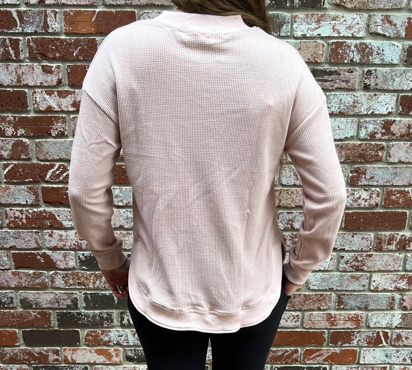 Waffle Knit Long Sleeve in Pink