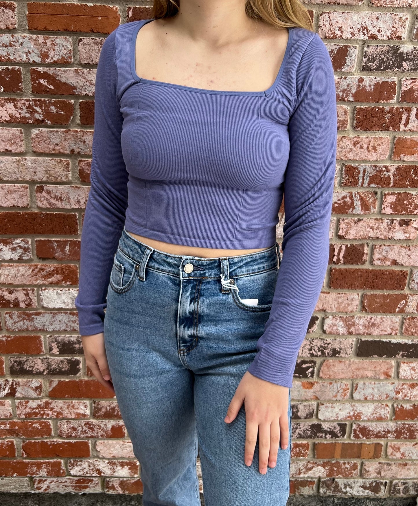 Square Neck Long Sleeve in Violet