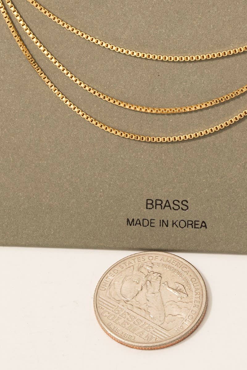 Triple Layered Mini Chain Necklace in Gold