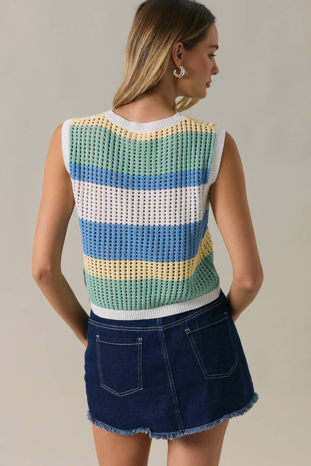 Open Knit Striped Tank