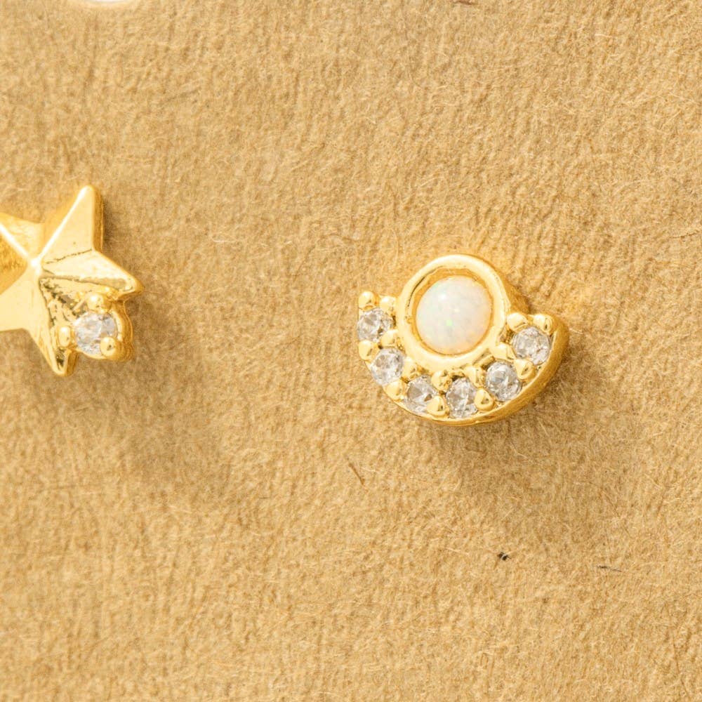 3-Piece Mixed Star Flat Back Studs in Gold
